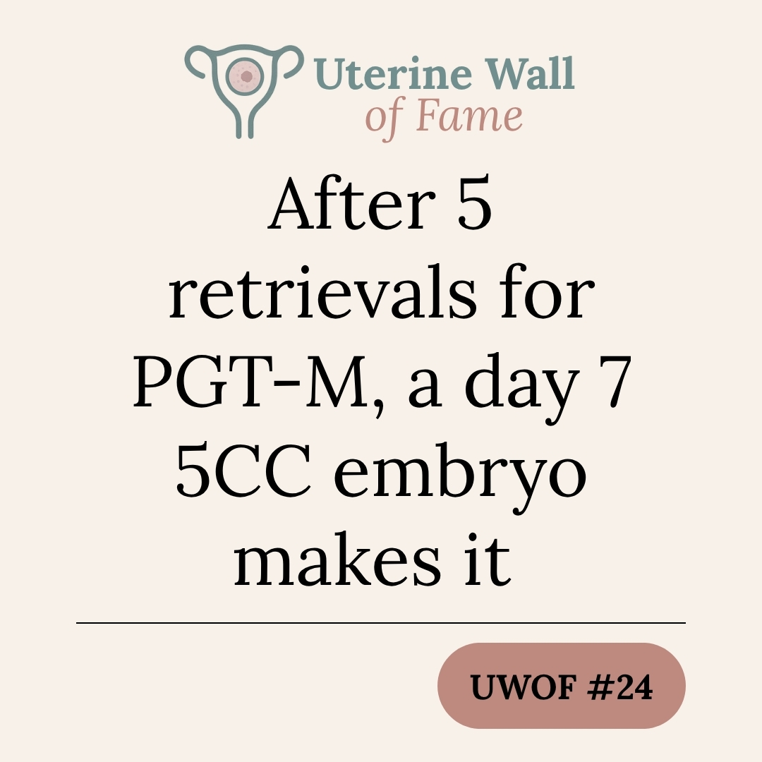 After 5 retrievals for PGT-M, a day 7 5CC embryo makes it