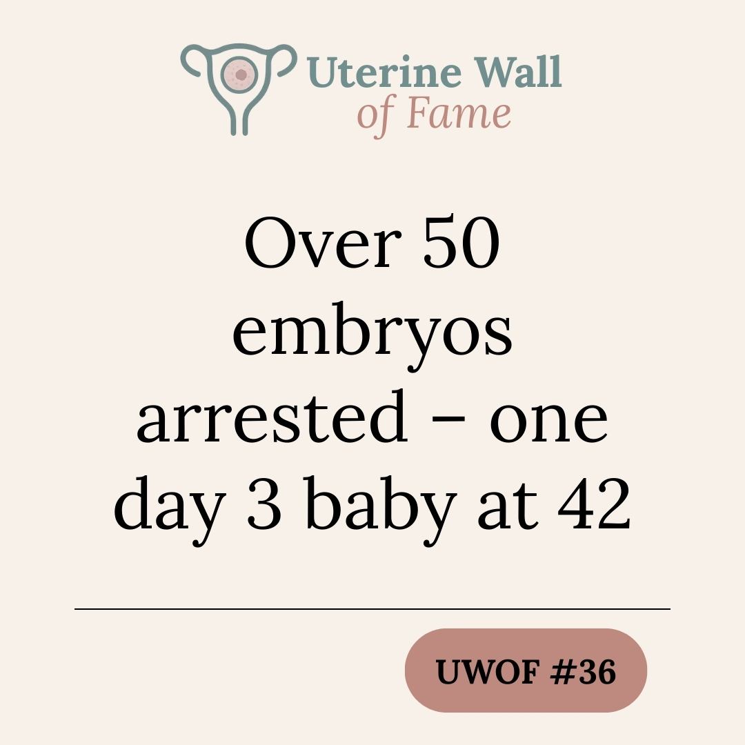 UWOF #36: Over 50 embryos arrested – one day 3 baby at 42